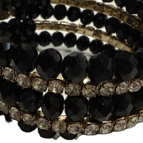 Chunky Memory Wire Bead and Rhinestone Bracelet - Picture 8 of 8